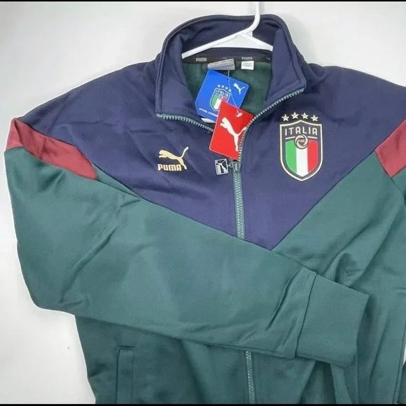 [S] Puma Mens Italia FIGC Iconic MCS Track Jacket Soccer Ponderosa Pine Peacoat